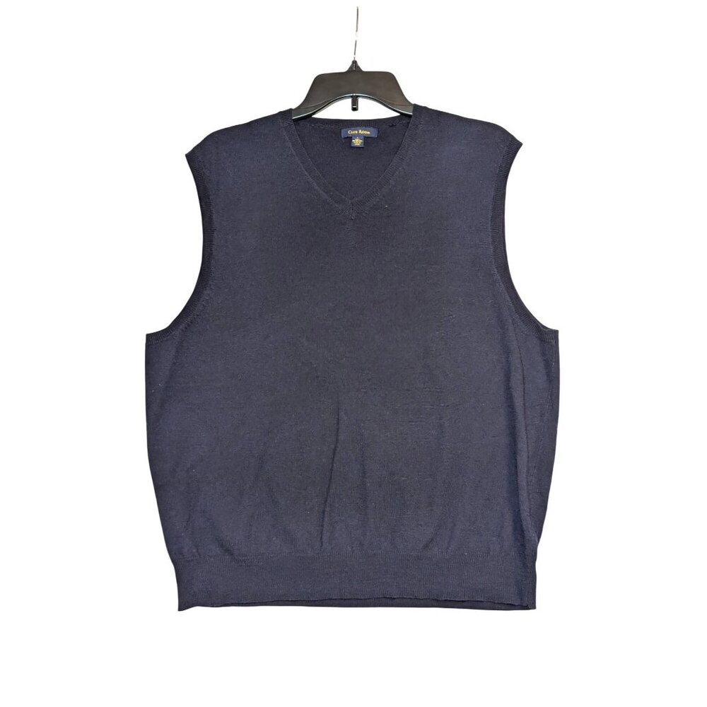 Club Room Mens Navy Merino Wool V-Neck Sweater Vest Size L
